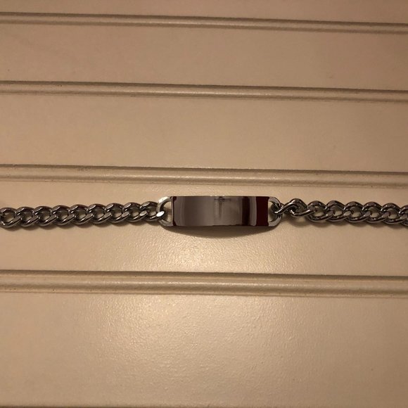 CLEARANCE New VTG Chunky Silver Tone Unisex Engravable Name ID Bracelet - Picture 2 of 3